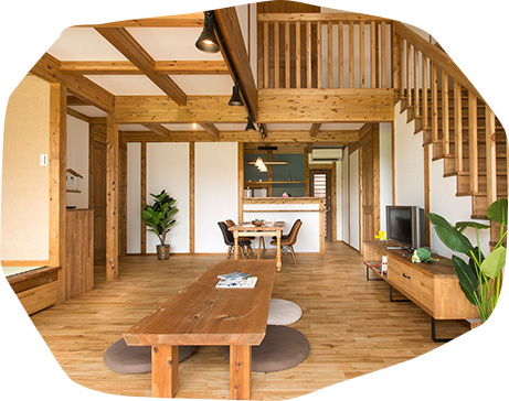 リビング中心のオープンプラン